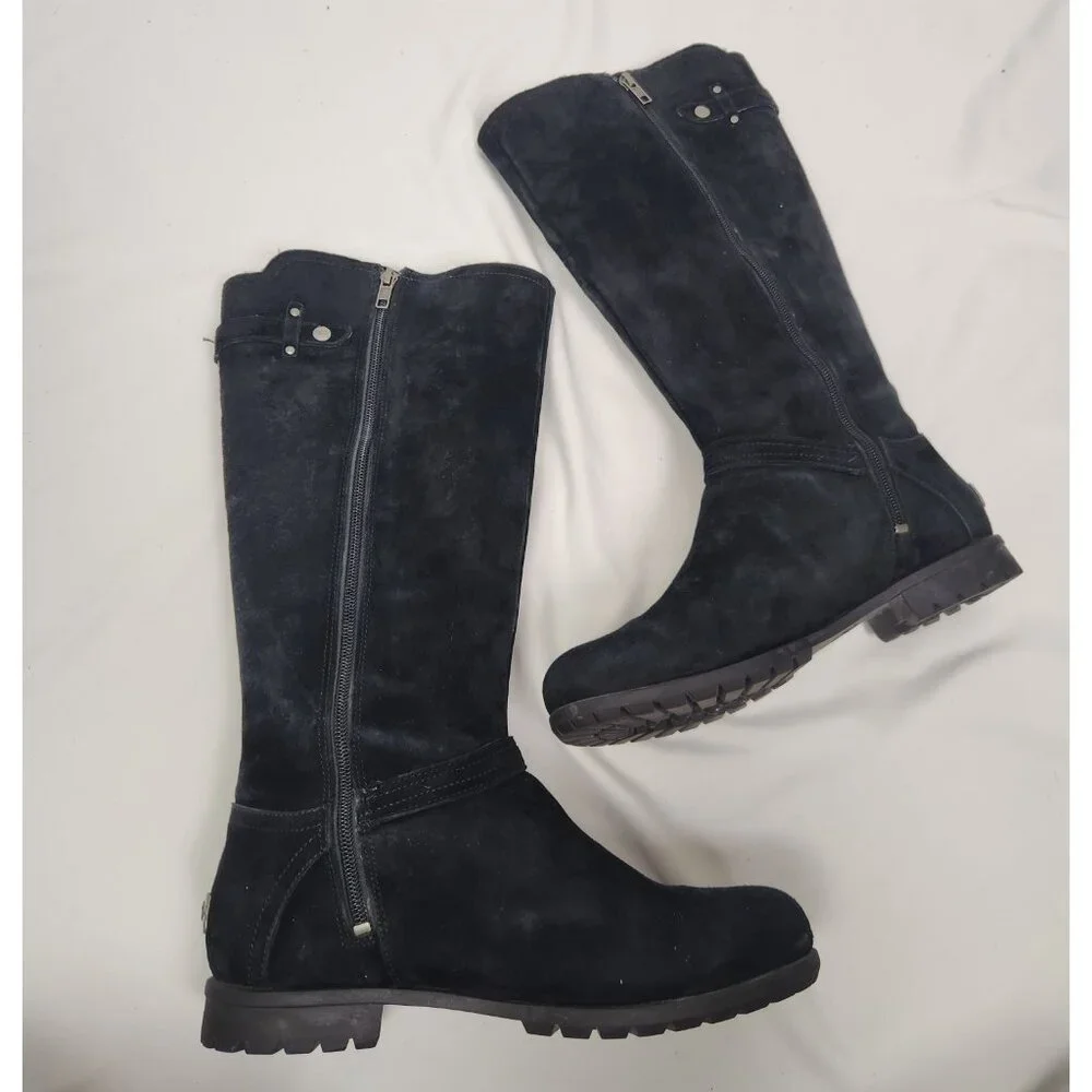 UGG Women's Sz. 9 Jillian Side Zip Black Suede Boots - Picture 5 of 8